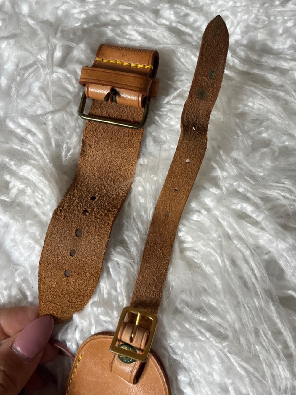 Louis Vuitton Brown Leather Luggage Tag with Strap - Picture 6 of 14